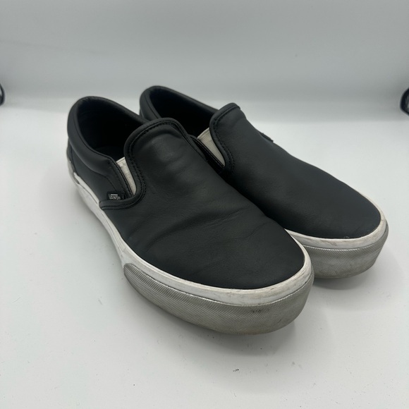 Vans Women's Black and White Slip-On Loafers - Picture 1 of 6